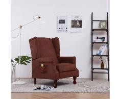 vidaXL Sillón de masaje reclinable de tela marrón