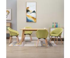 vidaXL Sillas de comedor 4 unidades tela verde