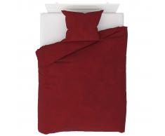 vidaXL Juego de funda de edredón vino tinto 140x220/60x70 cm