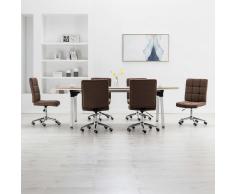 vidaXL Sillas de comedor 6 unidades tela marrón
