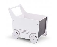 CHILDWOOD Carrito andador de madera juguete blanco WODSTRW