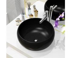vidaXL Lavabo redondo de cerámica negro 40x15 cm