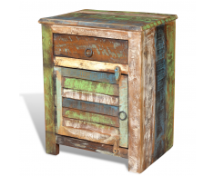 vidaXL Gabinete Madera Reciclada Multicolor Mesa Auxiliar 1 Cajón Puerta