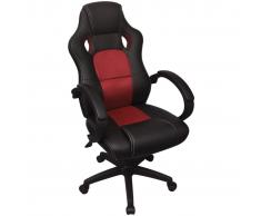 vidaXL Silla de Oficina Ejecutiva de Carreras Rojo Cuero Sintético