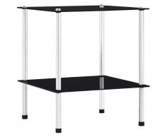 vidaXL Estantería de 2 niveles 40x40x47cm vidrio templado negro