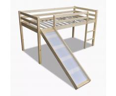 vidaXL Cama alta superior de madera con tobogán y escalera