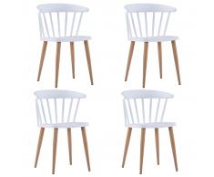 vidaXL Sillas de comedor 4 unidades plástico y acero blanco