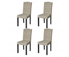 vidaXL Sillas de comedor 4 unidades tela beige