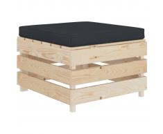 vidaXL Otomana de palés para jardín con cojín gris antracita madera
