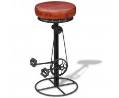 vidaXL Taburete de cocina de cuero auténtico negro y marrón
