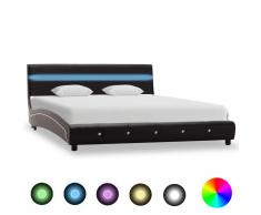 vidaXL Estructura de cama con LED de cuero sintético negro 120x200 cm