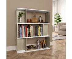 vidaXL Estantería/divisor aglomerado blanco y roble Sonoma 80x24x96 cm