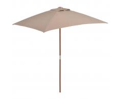 vidaXL Sombrilla de jardín con palo de madera 150x200 cm gris topo
