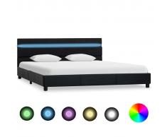 vidaXL Estructura de cama con LED de cuero sintético negro 120x200 cm