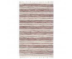 vidaXL Alfombra hecha a mano Chindi algodón 160x230cm borgoña y blanco