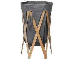 vidaXL Cesto para colada plegable madera y tela gris