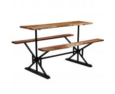 vidaXL Mesa de bar con bancos madera maciza de acacia 180x50x107 cm