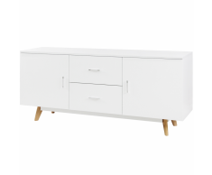 vidaXL Aparador de MDF blanco con brillo 160x40x70 cm