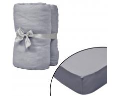 vidaXL Sábana bajera ajustable de cuna 4 pzas algodón 70x140 cm gris