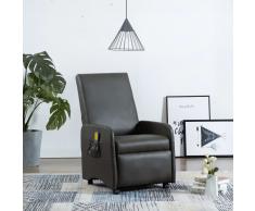 vidaXL Sillón de masaje reclinable de cuero sintético gris