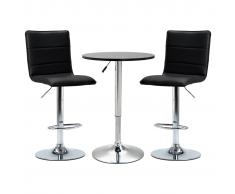 vidaXL Set de mesa alta y taburetes de bar 3 piezas cuero sintético negro