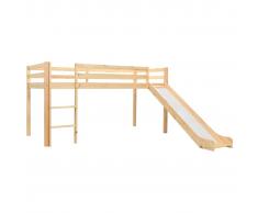 vidaXL Cama alta para niños tobogán y escalera madera pino 97x208 cm