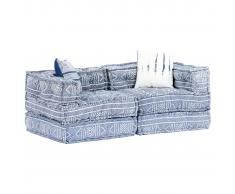 vidaXL Sofá cama modular de 2 plazas tela Patchwork añil