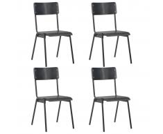 vidaXL Sillas de comedor 4 uds madera contrachapada y acero negro