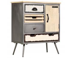 vidaXL Aparador de madera de mango maciza y acero 65x33x76 cm