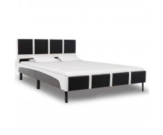 vidaXL Estructura de cama cuero sintético blanco y negro 140x200 cm