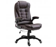 vidaXL Silla de oficina de cuero sintético marrón
