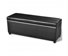 vidaXL Banco largo de almacenamiento de madera negro