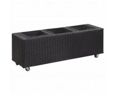 vidaXL Jardinera con 3 macetas de ratán sintético negro 100x30x36 cm