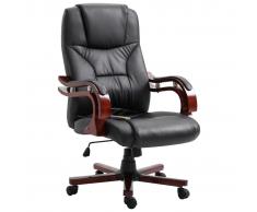 vidaXL Silla de oficina de cuero sintético negra