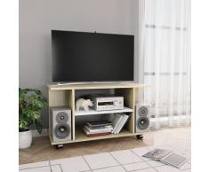 vidaXL Mueble de TV con ruedas aglomerado blanco y Sonoma 80x40x40 cm