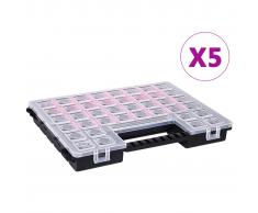 vidaXL Caja compartimentos 5 uds divisores plástico 385x283x50 mm