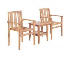 vidaXL Juego de mesa y sillas de jardín 3 piezas madera de teca maciza