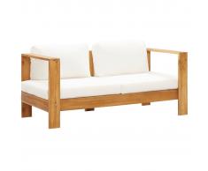 vidaXL Sofá de jardín con cojín madera de acacia blanco crema 140 cm