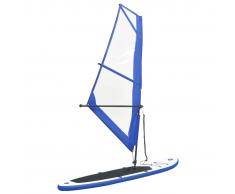 vidaXL Tabla de paddle surf hinchable con set de vela azul y blanco
