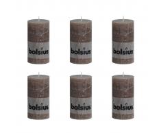 Bolsius Vela Del Pilar Rústica 130 x 68 mm 6 Piezas Marrón Topo