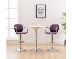 vidaXL Taburetes cocina con reposabrazos 2 uds cuero sintético morado