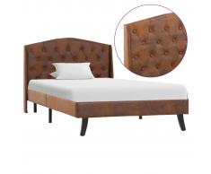 vidaXL Estructura de cama de piel de ante artificial marrón 100x200 cm