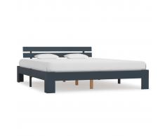 vidaXL Estructura de cama de madera maciza de pino gris 160x200 cm