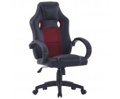 vidaXL Silla de gaming de cuero sintético color vino tinto