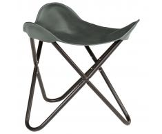 vidaXL Taburete Butterfly de cuero auténtico gris