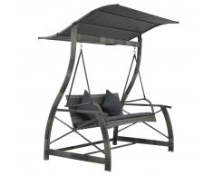 vidaXL Columpio de jardín de ratán sintético gris 167x130x178 cm