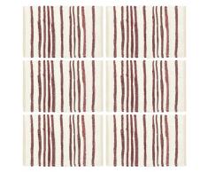 vidaXL Manteles individuales 6 uds algodón burdeos y blanco 30x45 cm