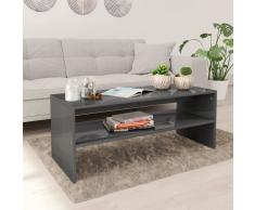 vidaXL Mesa de centro de aglomerado gris brillante 100x40x40 cm