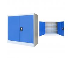 vidaXL Armario de oficina de metal 90x40x90 cm gris y azul