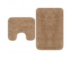 vidaXL Conjunto de alfombrillas de baño de tela 2 piezas beige